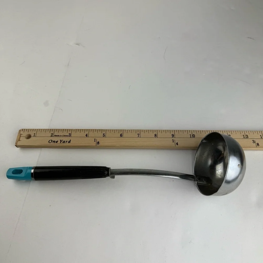 Vtg Ekco Soup Ladle Teal/Metal, Plastic with Aqua Accent SEE ALL PICS